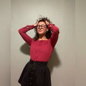 Ann Taylor Loft Extra Small Petite Magenta Long Sleeve